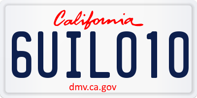 CA license plate 6UIL010