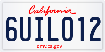 CA license plate 6UIL012