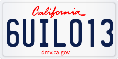 CA license plate 6UIL013