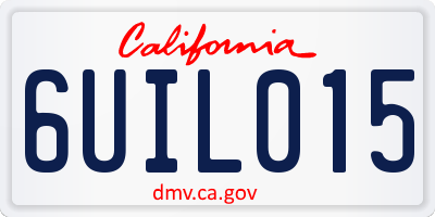 CA license plate 6UIL015