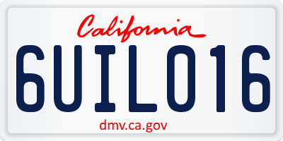 CA license plate 6UIL016