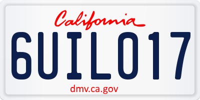 CA license plate 6UIL017