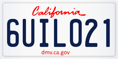 CA license plate 6UIL021