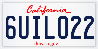 CA license plate 6UIL022