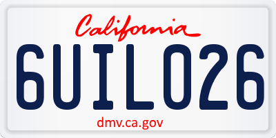 CA license plate 6UIL026
