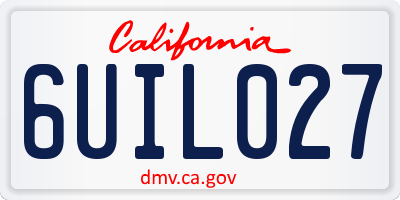 CA license plate 6UIL027