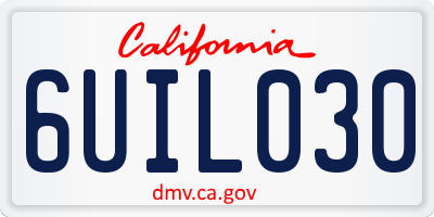 CA license plate 6UIL030