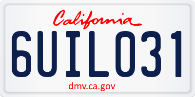 CA license plate 6UIL031