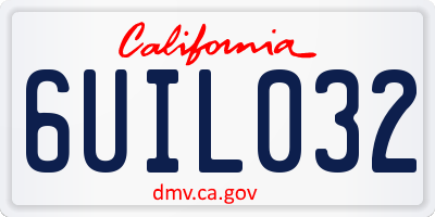 CA license plate 6UIL032