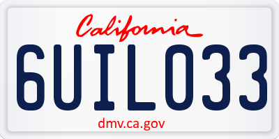 CA license plate 6UIL033