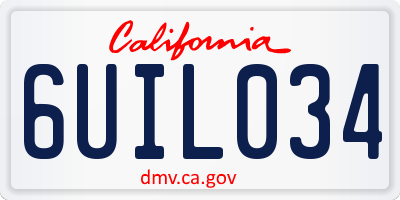 CA license plate 6UIL034