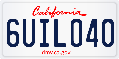CA license plate 6UIL040