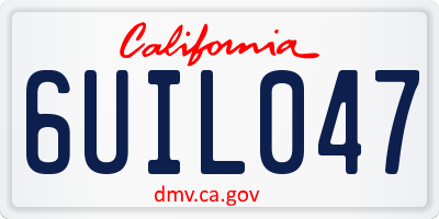 CA license plate 6UIL047