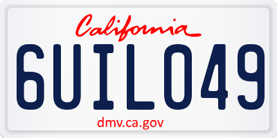 CA license plate 6UIL049