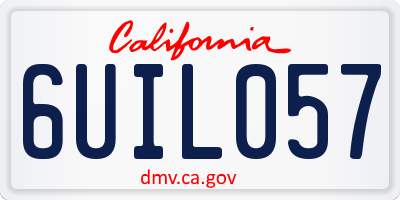 CA license plate 6UIL057