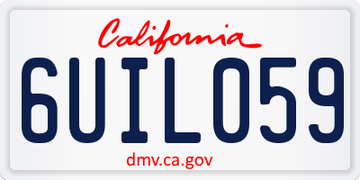 CA license plate 6UIL059