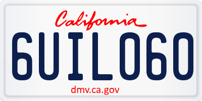 CA license plate 6UIL060