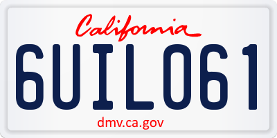 CA license plate 6UIL061