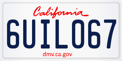 CA license plate 6UIL067
