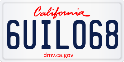 CA license plate 6UIL068
