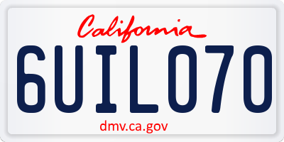 CA license plate 6UIL070