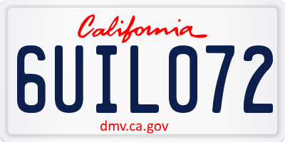 CA license plate 6UIL072