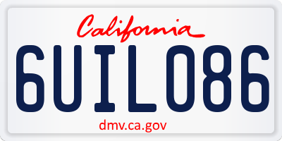 CA license plate 6UIL086
