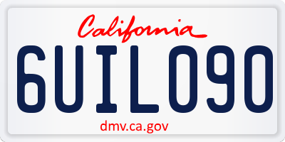 CA license plate 6UIL090