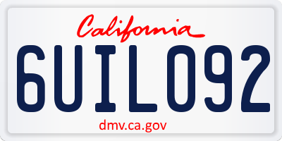 CA license plate 6UIL092