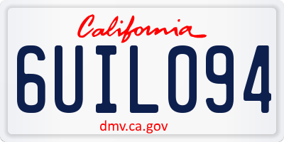 CA license plate 6UIL094