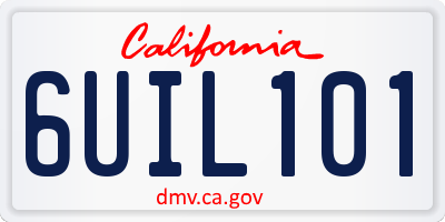 CA license plate 6UIL101
