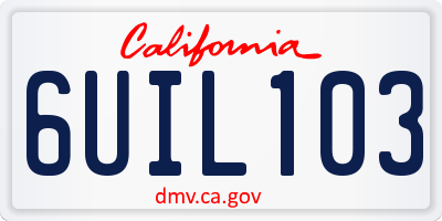 CA license plate 6UIL103