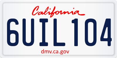 CA license plate 6UIL104