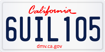 CA license plate 6UIL105
