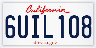 CA license plate 6UIL108