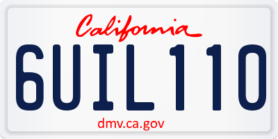 CA license plate 6UIL110