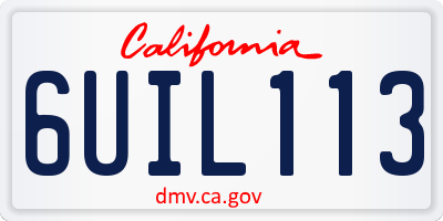 CA license plate 6UIL113