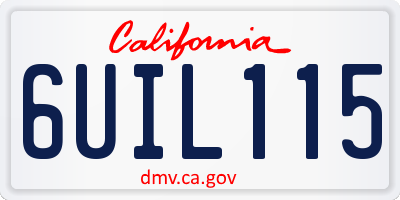 CA license plate 6UIL115