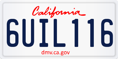 CA license plate 6UIL116