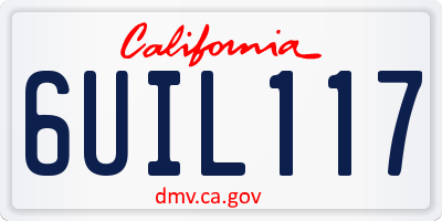 CA license plate 6UIL117