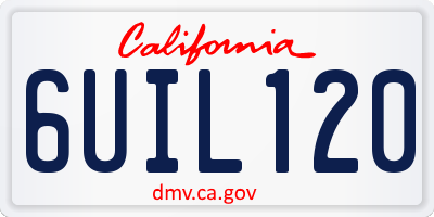 CA license plate 6UIL120