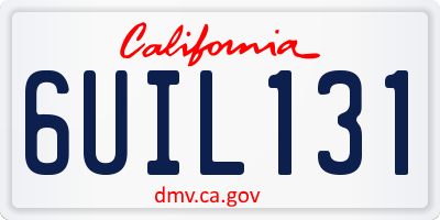 CA license plate 6UIL131