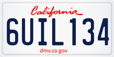CA license plate 6UIL134