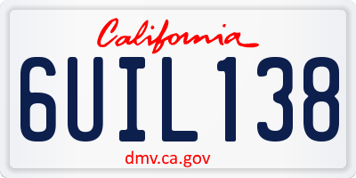 CA license plate 6UIL138
