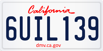 CA license plate 6UIL139