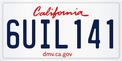 CA license plate 6UIL141