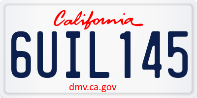 CA license plate 6UIL145