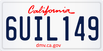 CA license plate 6UIL149