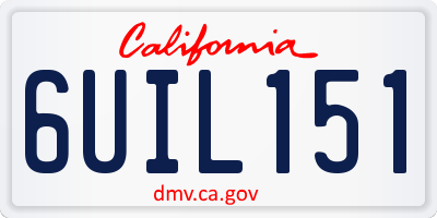 CA license plate 6UIL151