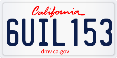 CA license plate 6UIL153